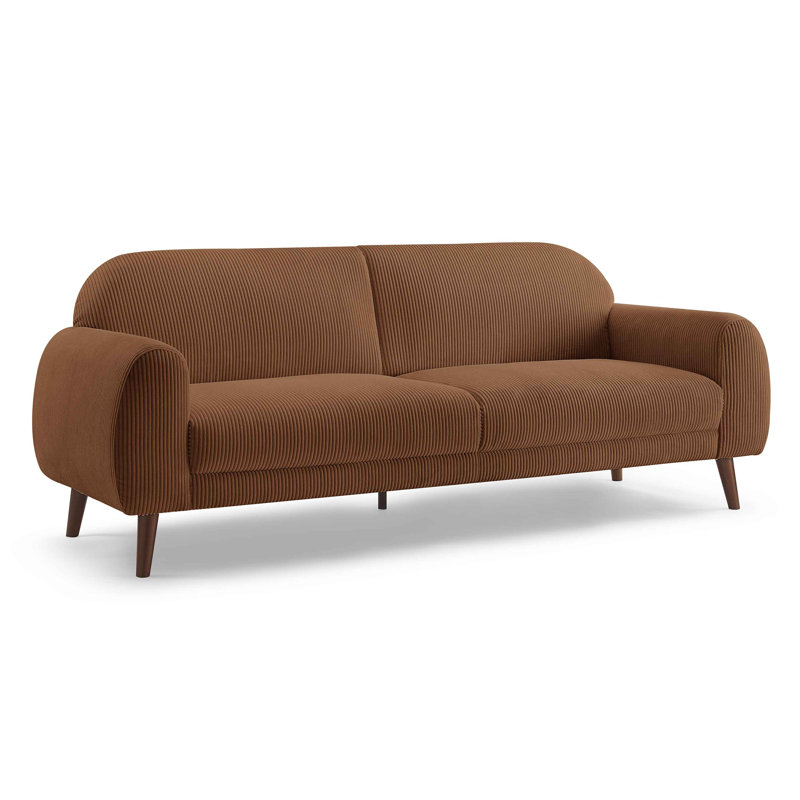 Iris 222Cm Round Arms Sofa, Caramel Corduroy