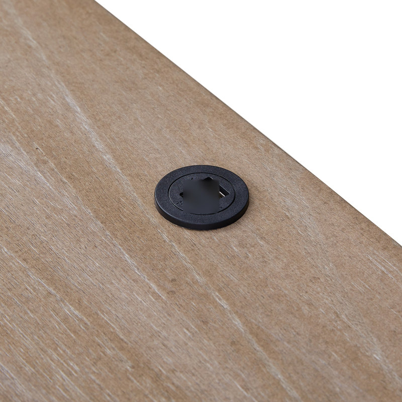 Table de chevet en placage avec finition sable, charge pour les gadgets, tiroir et tablette ouverte, petit ton profond de 22 po, ports de chargement, rangement, profondeur