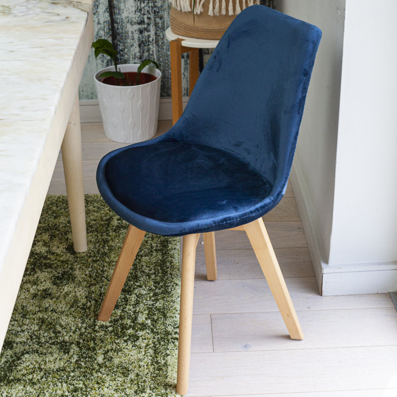 Abert 46cm H Velvet Upholstered Side Chair, Blue, 4