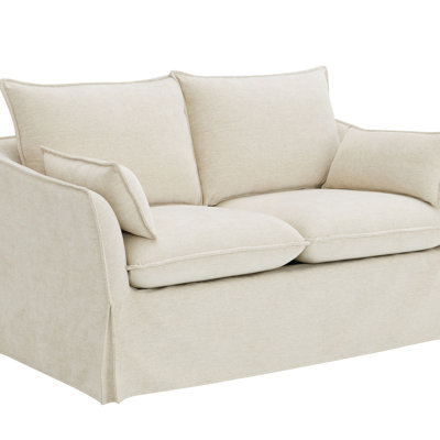 Shane Beige Linen Loveseat w/2 Pillows, Sofa