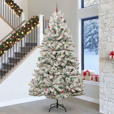 Artificial Christmas Tree Green and White PVC and Metal