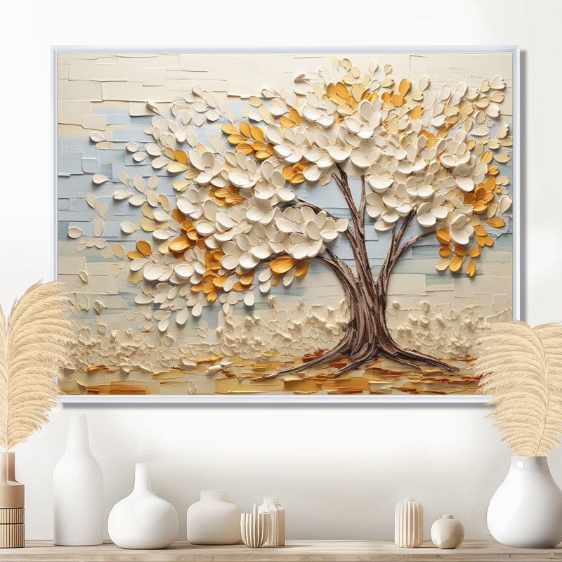 Minimalisme américain Basswood Tree IV - arbre, décoration murale, H 12 po x l 20 po x P 1 po, Cadre d'angle fermé noir