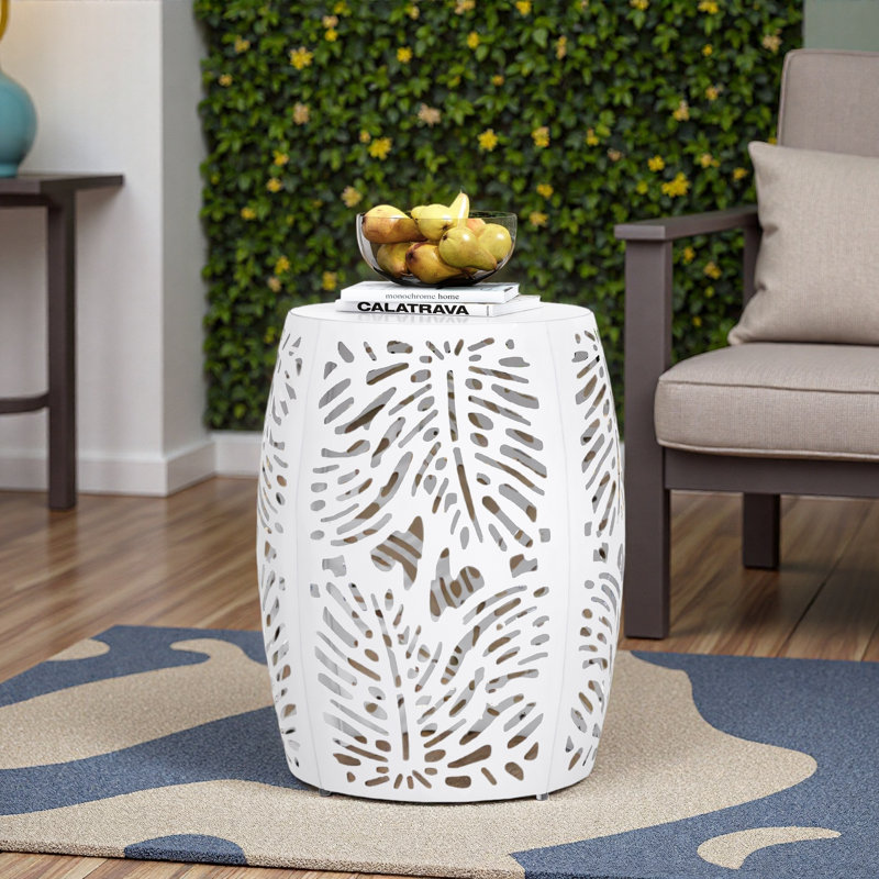 Metal End Table -Large, White