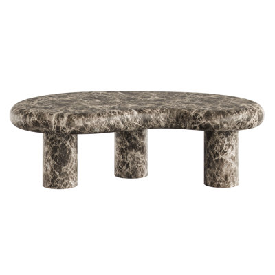 Elowen Outdoor Faux Marble Coffee Table In Dark Emperador Marble