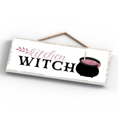 Kitchen Witch Cauldron Wooden Plaque