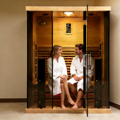 Sauna infrarouge Hylivesaunas à spectre complet pour 3 personnes, contrôle Wi-Fi amélioré et lumière rouge intérieure