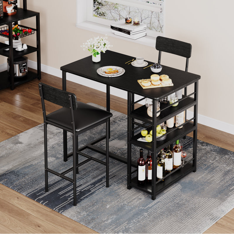 Fynlee 2 - Person Four Leg Dining Set, Black, Black, Black