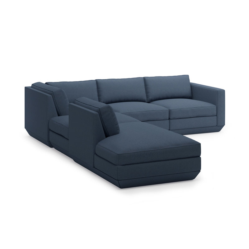 Podium Modular 5-Piece Seating Group, Left Hand Facing, Hanson Navy