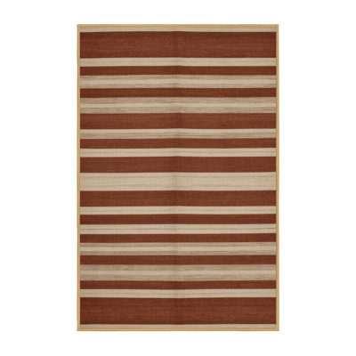  Tapis beige lavable rayé en terre cuite