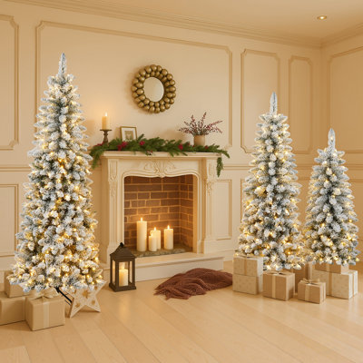 Ensemble de 3 arbres de Noël artificiels en flocons avec lumières