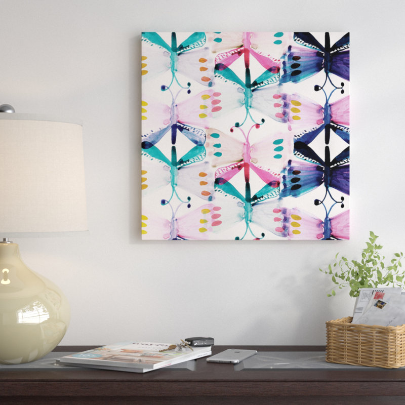 « papillon des ailes », peinture sur toile tendue, H 18 po x l 18 po x P 1,5 po, Toile tendue, Pas de tapis
