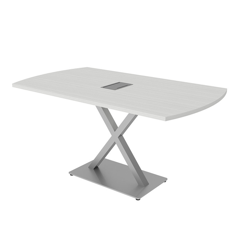 Table de conférence Pavert Arc Unité électrique, Cyprès blanc, Argent, H 30 po x l 60 po x P 36 po