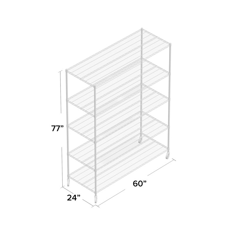 EcoStorage™ 60'' W Steel Height -Adjustable Shelving Unit with Wheels, Chrome