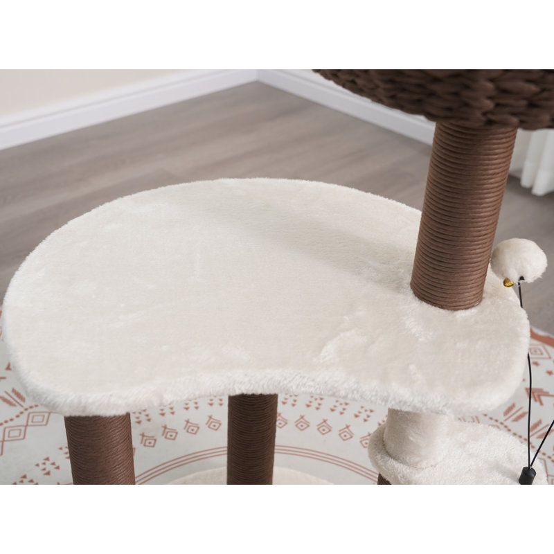 PetPals 35" Brown and Beige 4-Level Cat Tree with Sisal Posts
