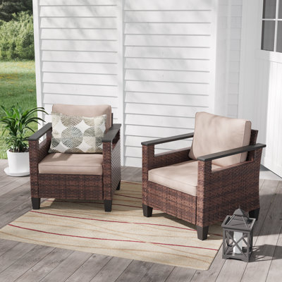 2 Piece Wicker Patio Chairs Set
