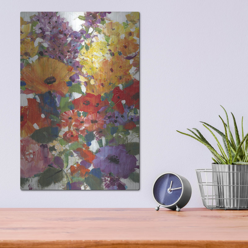 «Fresh Floral I» par Tim O'Toole, art mural en métal, H 16 po x l 12 po