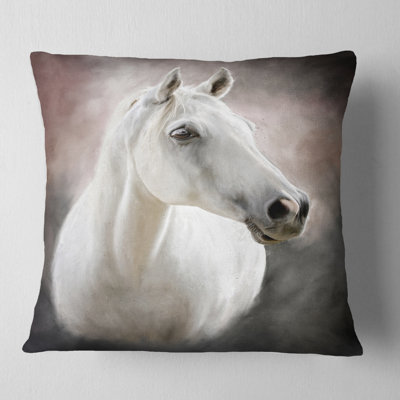 Coussin charmant avec un joli cheval blanc