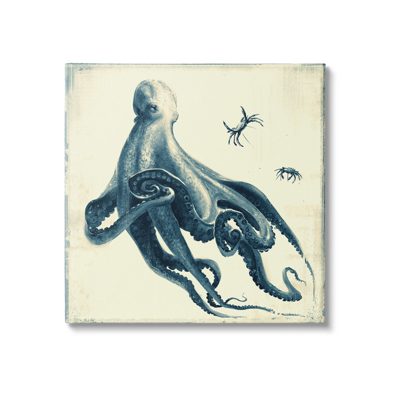 Pieuvre et art mural sur toile de mer, H 30 po x l 30 po