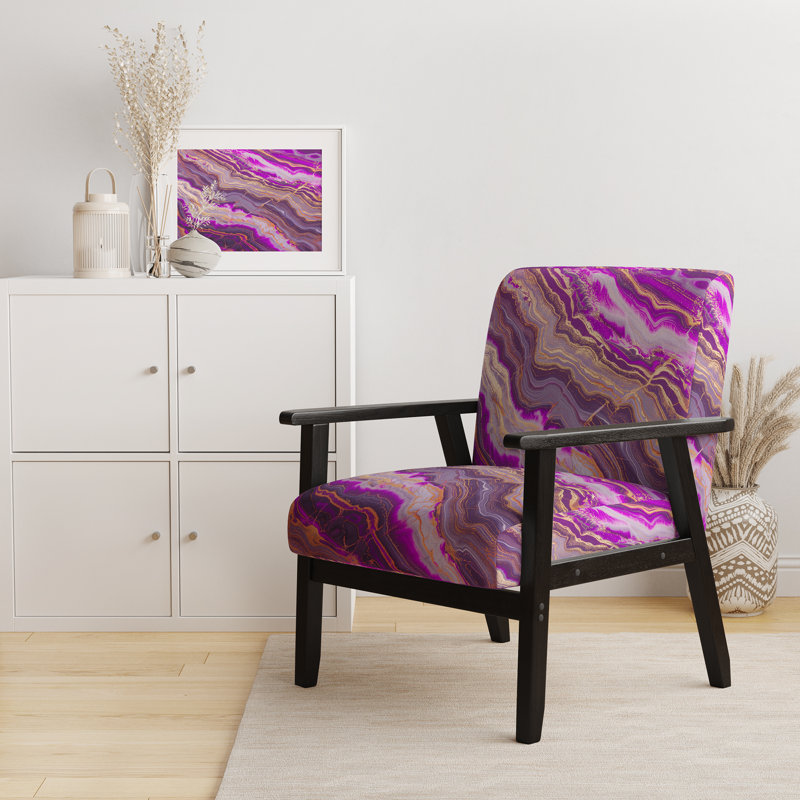 Fauteuil rembourré Mid-Century, Purple Velvet