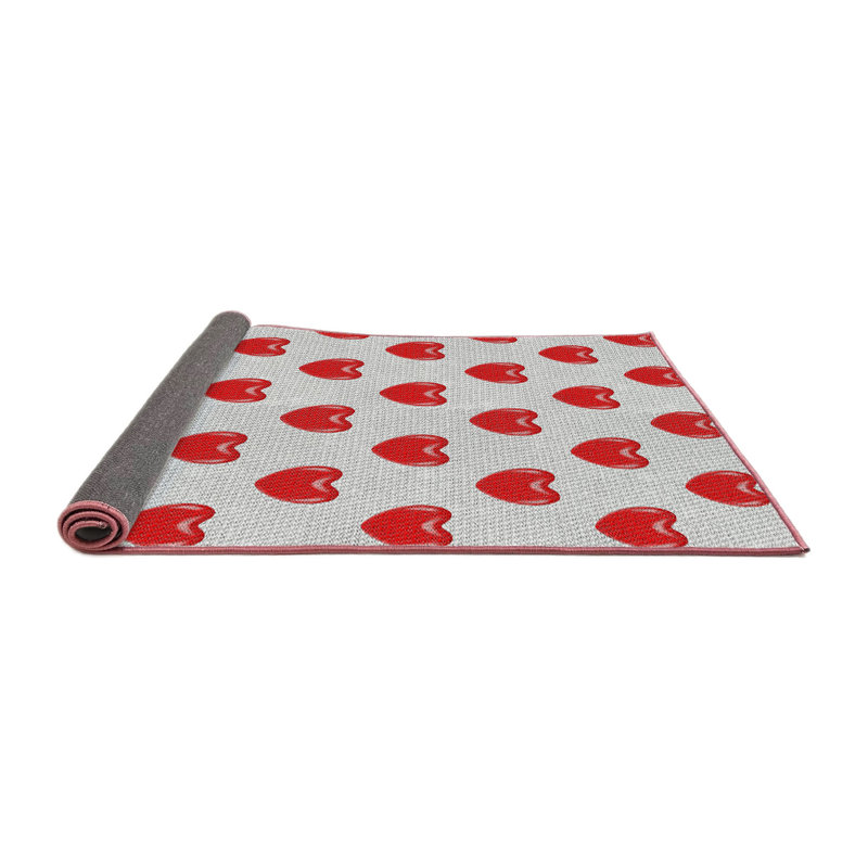 Tapis rouge/gris à motifs Mattalyn, Carré 5 pi