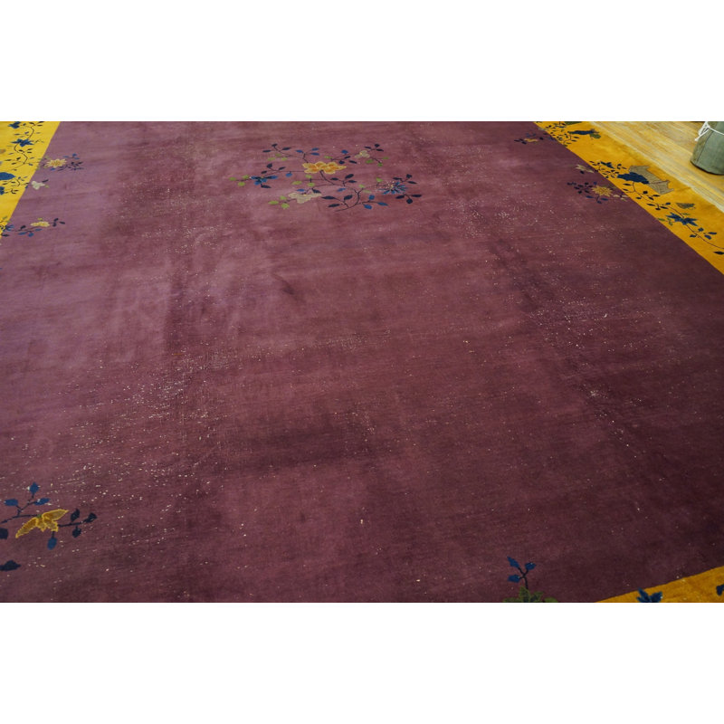 Hand Knotted Wool Area Rug in Purple