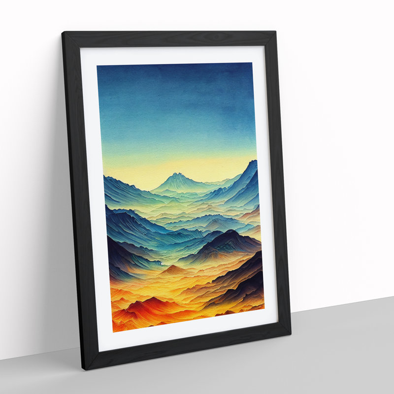 XV1022-5152X Mountain Landscape No.2 - Single Picture Frame Painting, Black, 64cm H x 46cm W x 2cm D