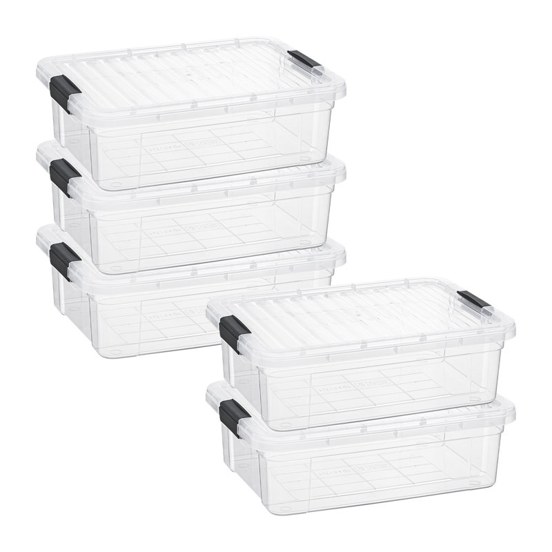 Superio 7.4 Qt. Clear Storage Bins with Lids, 5 Pack- Plastic Storage Boxes for Home-, 7.4 qt