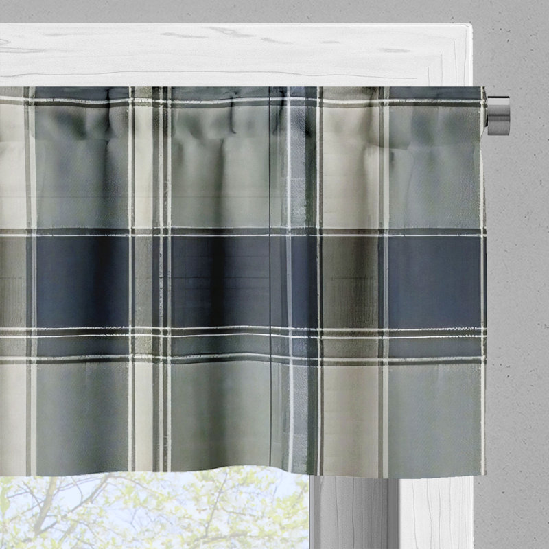 Plaid Light Filtering Satin Polyester Rod Pocket Valance