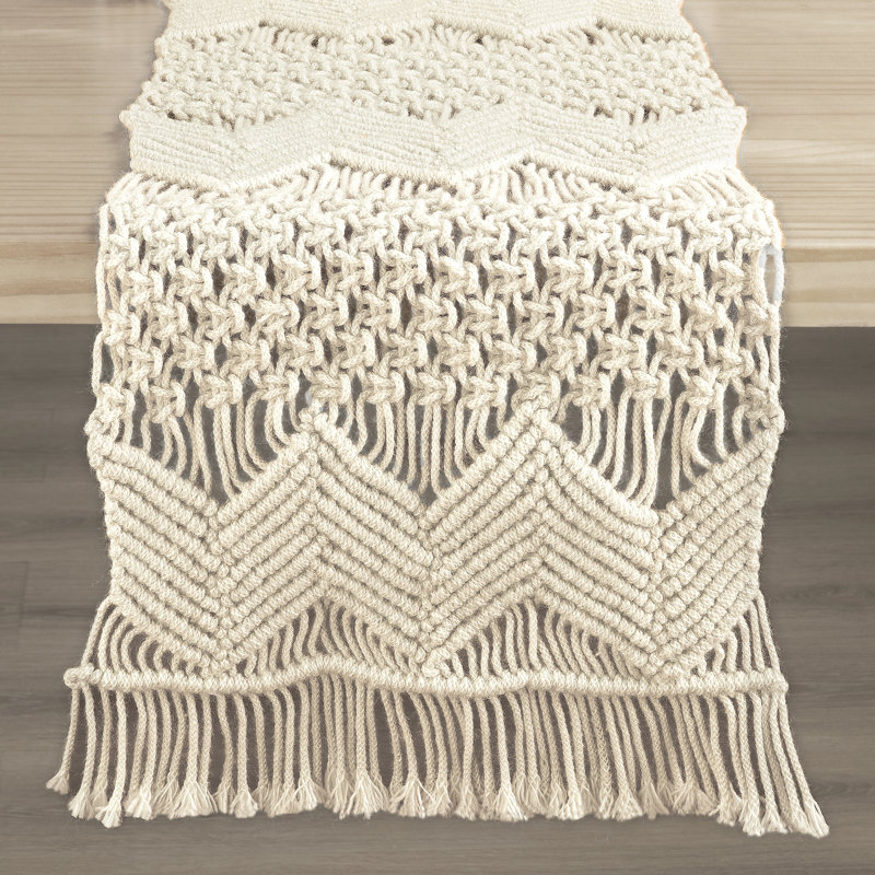  BOHO MACRAME HANDCRAFTED INDOOR/OUTDOOR WASHABLE WATER REPELLENT-TR-NEUTRAL-SINGLE-13X72, Natural