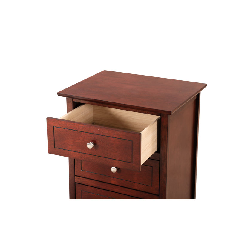 Chambre à coucher Table de chevet transitionnelle en cerisier - 25 po de hauteur x 19 po de largeur 15 po de profondeur 3 tiroirs larges pour le rangement Avantage pour une utilisation quotidienne