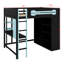 Lit mezzanine moderne avec poste de travail intégré, placard de rangement ouvert et éclairage ambiant personnalisable-2104863709