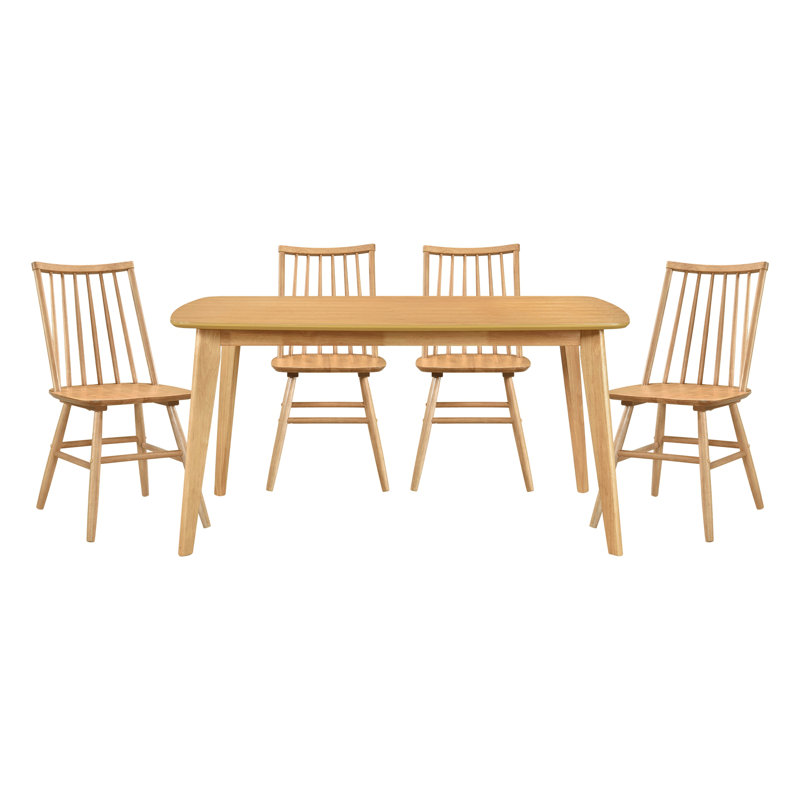 Natural Oak Finish Casual Dining Set, 5
