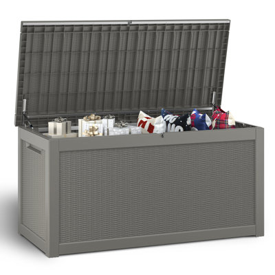 260 Gallon Waterproof Resin Lockable Deck Box For Storing Tools In Your Backyard Garden by KAMABOKO