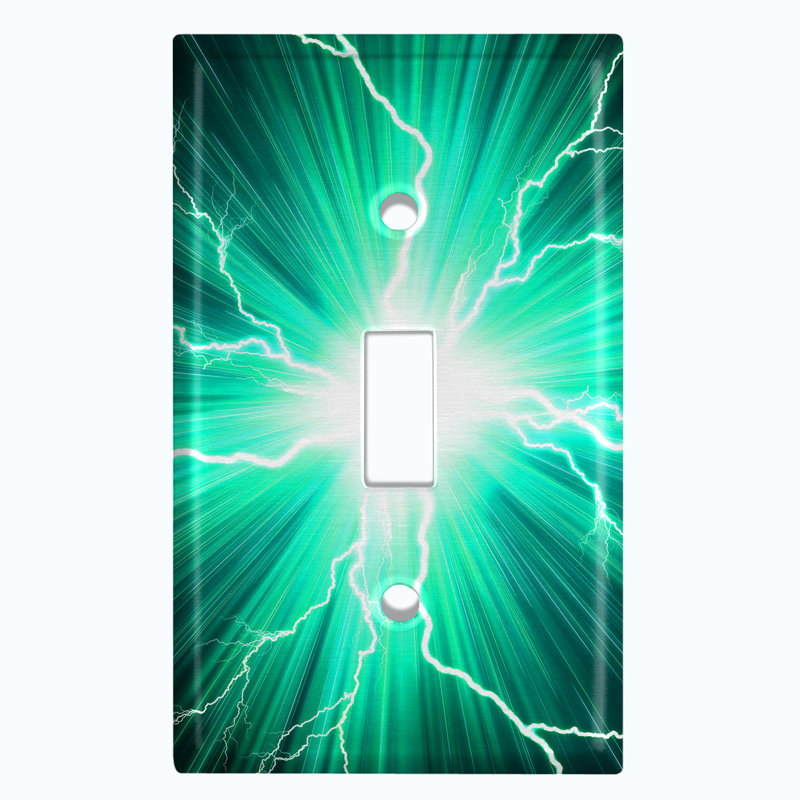 Couvercle de prise de courant en métal (bleu clair - simple basculement), Vert