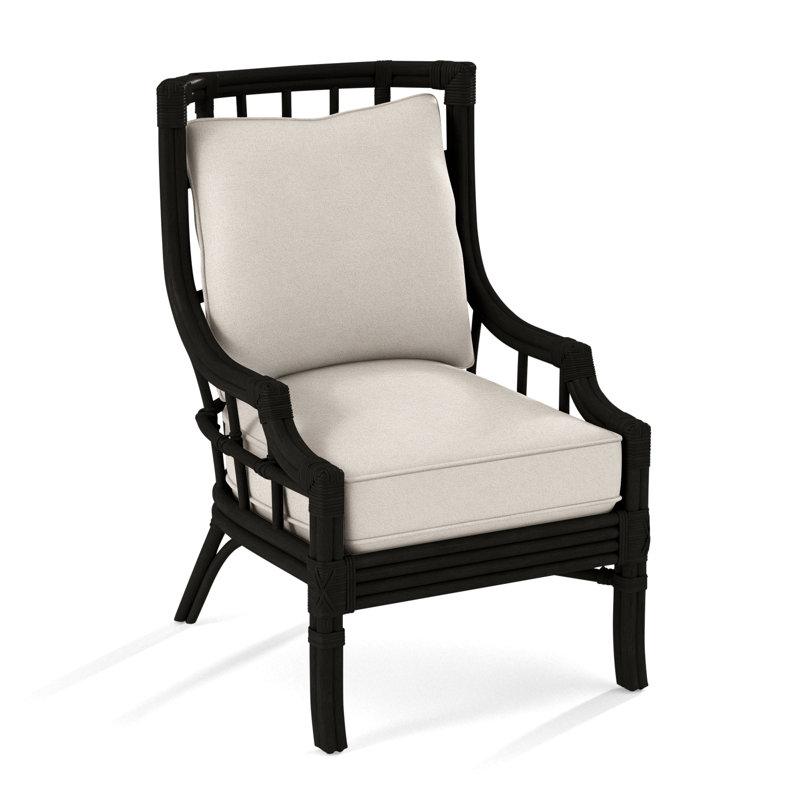 Fauteuil large 28,5 po Seville, Lin colombe élite, Noir antique