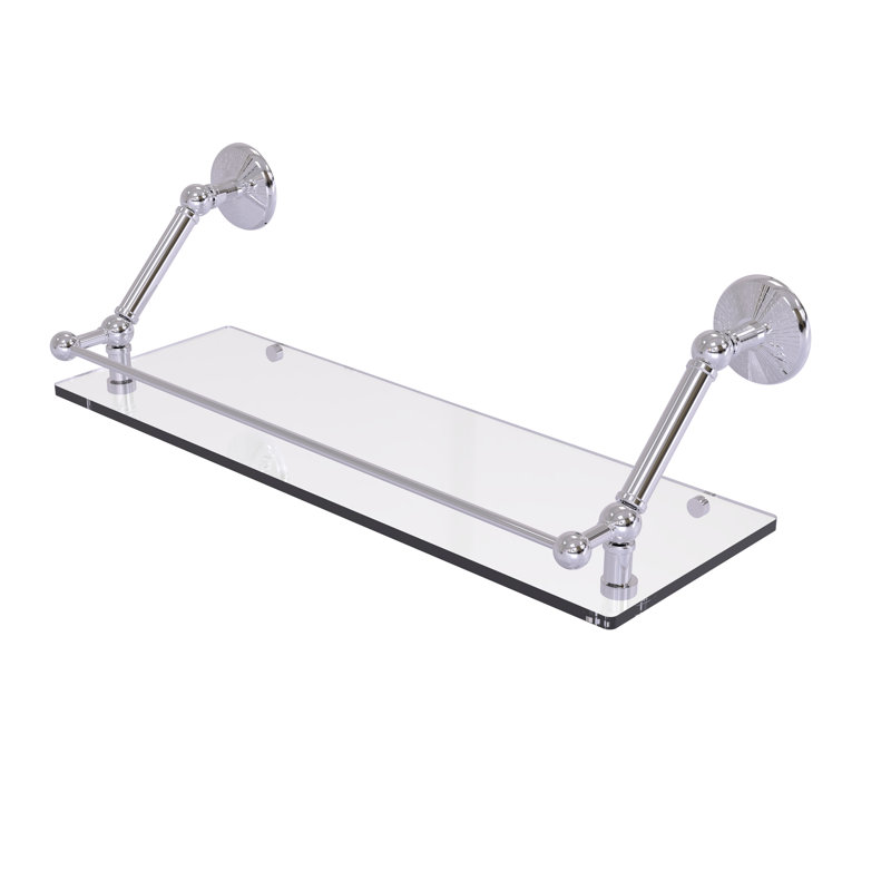 Tablette flottante avec barre de galerie Marchmont, Chrome poli, H 8 po x l 24 po x P 8,6 po