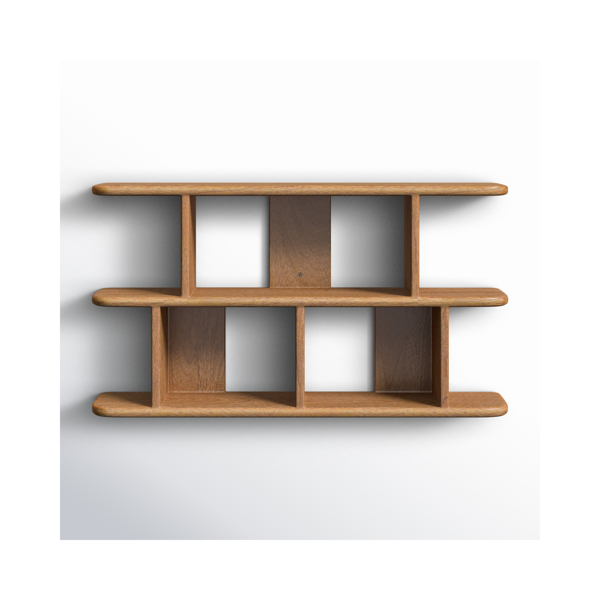 Tiered Storage Wood Wall Shelf, Brown Wood