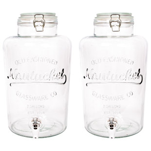Rink Drink 2x Glass Drinks Dispensers with Tap (Set of 2)
