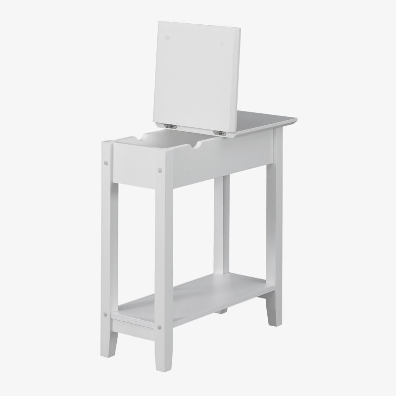 Carbin End Table and Built-In Outlets, White Top/White Base