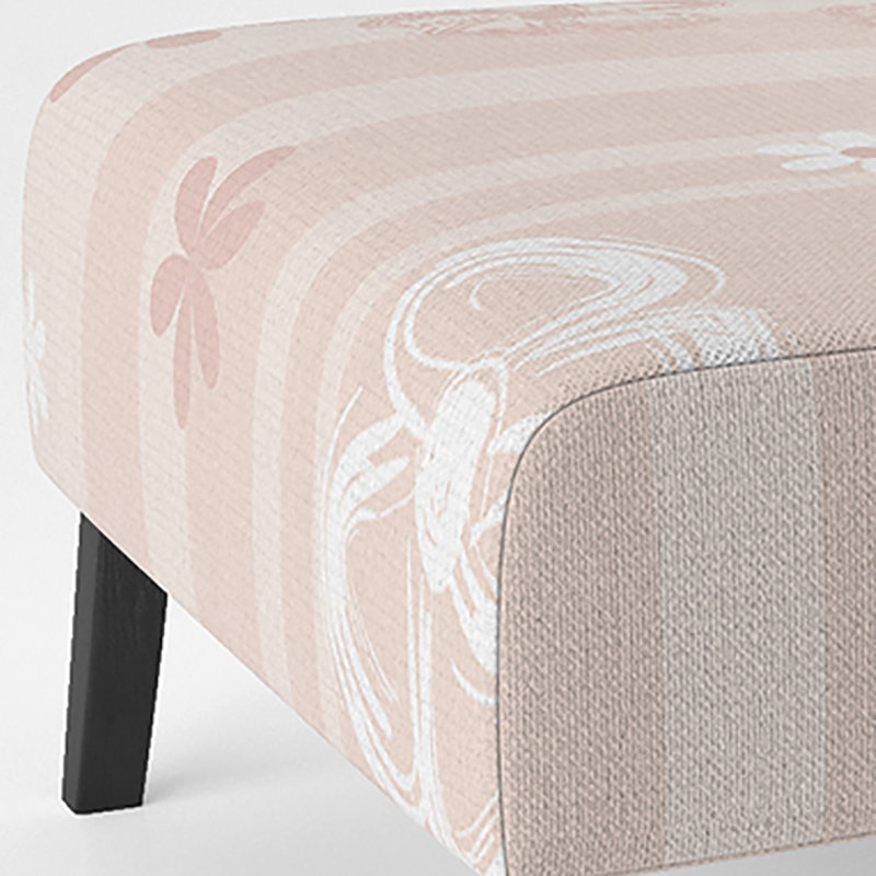 White And Peach Striped Pattern - Upholstered Patterned Accent Slipper Chair