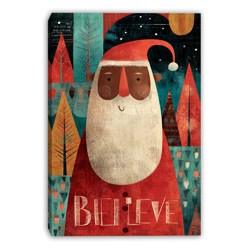 Art mural moderne sur toile tendue Santa Believe, 12 po x 16 po