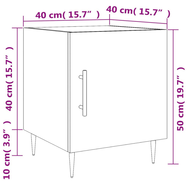 Bouzov 40cm W Iron Bedside Table, Grey Sonoma