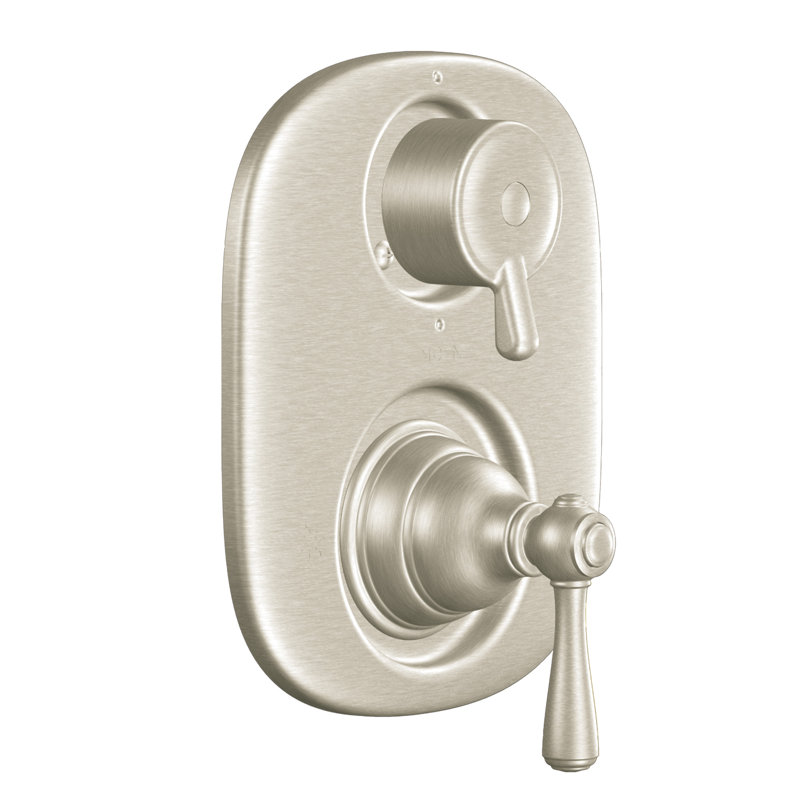 Garniture de robinet thermostatique avec poignée bouton à pression de métal Moentrol Kingsley, Nickel brossé