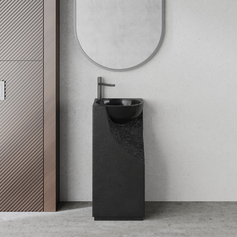 Lavabo de salle de bain 34 po, Noir