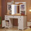 Bureau de meuble-lavabo avec miroir lumineux à DEL, coiffeuse de maquillage avec 5 tiroirs, 4 portes et 3 tablettes de rangement pour la chambre à coucher, le vestiaire, blanc