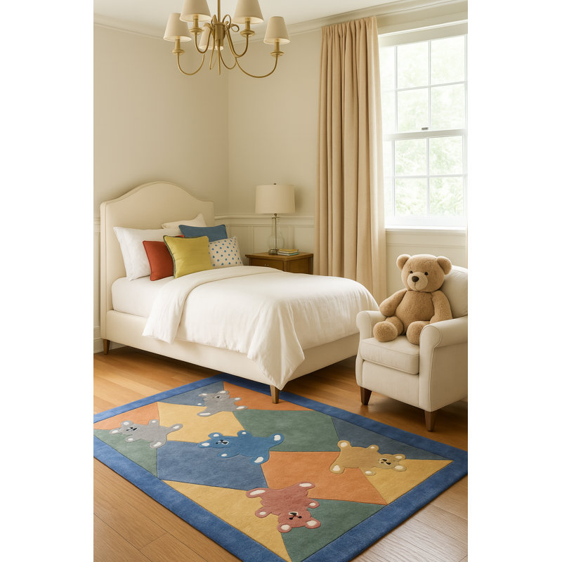 Kiddie Rectangle Patchwork Handmade Synthetic Rug, Rectangle 5' x 8'