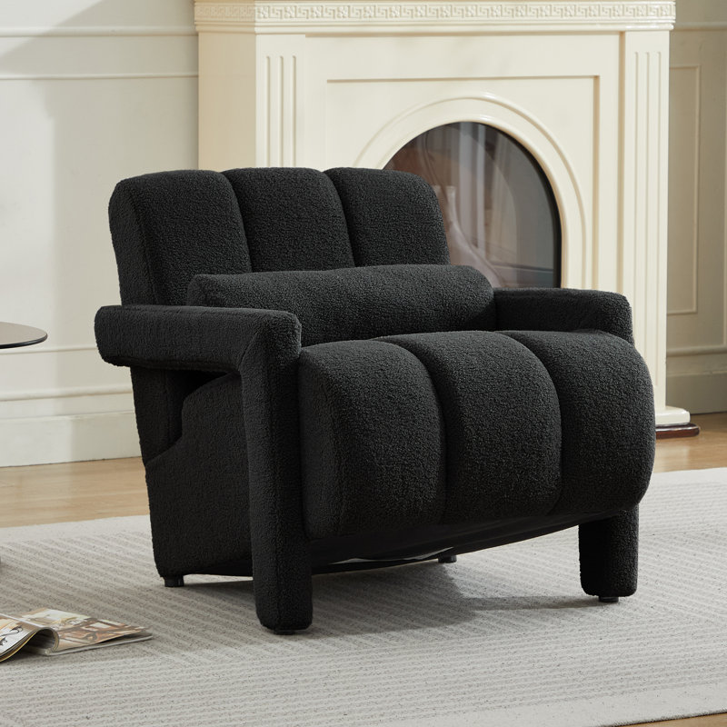 Jakeim 28‘’ Upholstered Accent Chair with Arm, Black