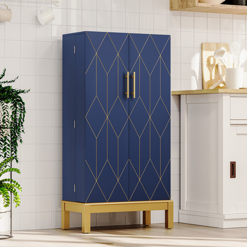 Armoire de rangement pour garde-manger de 45 po avec tablettes réglables Gints, Bleu