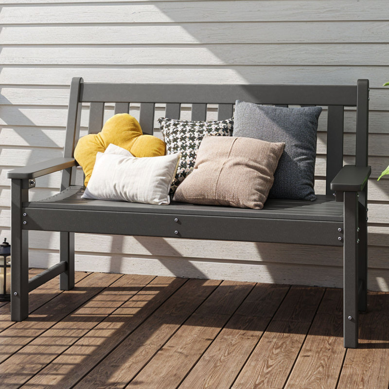 Aunye 2 person HDPE Outdoor Bench, Gray