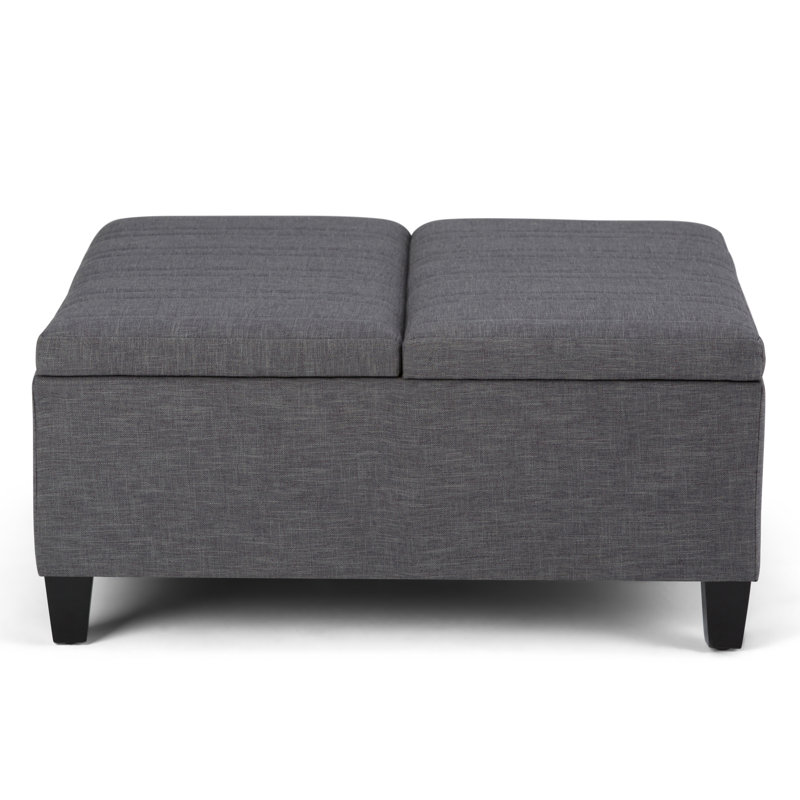Repose-pieds Ellis, Tissu polyester gris ardoise d'aspect lin